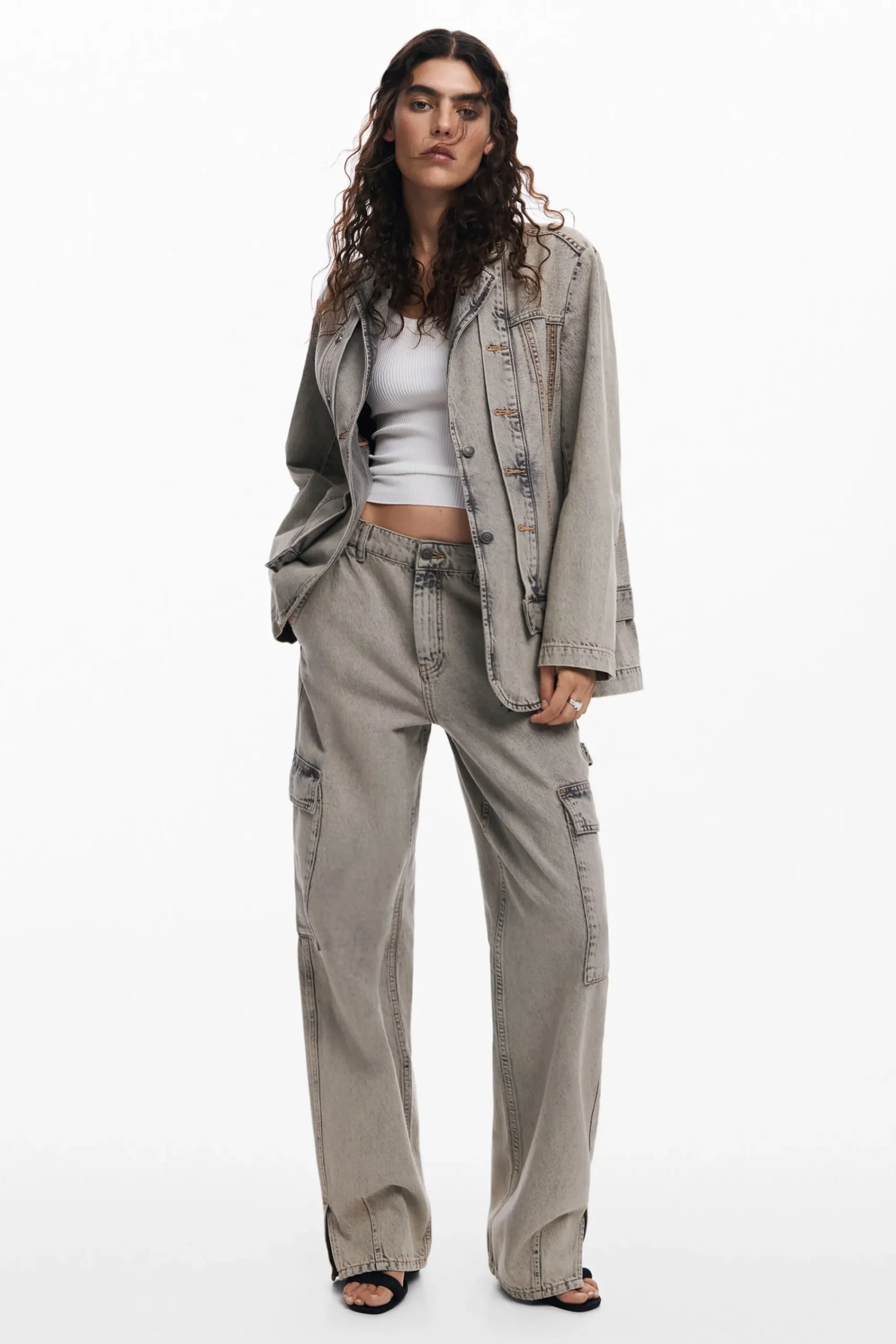 Vaqueros|Pantalones-Desigual Pantalón vaquero cargo