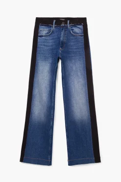 Vaqueros|Pantalones-Desigual Pantalón vaquero combinado