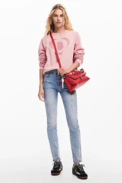 Vaqueros|Pantalones-Desigual Pantalón vaquero rosa