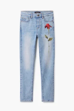 Vaqueros|Pantalones-Desigual Pantalón vaquero rosa