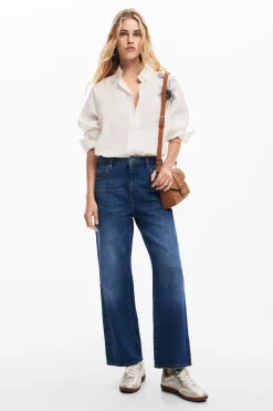 Vaqueros|Pantalones-Desigual Pantalones culotte rosa