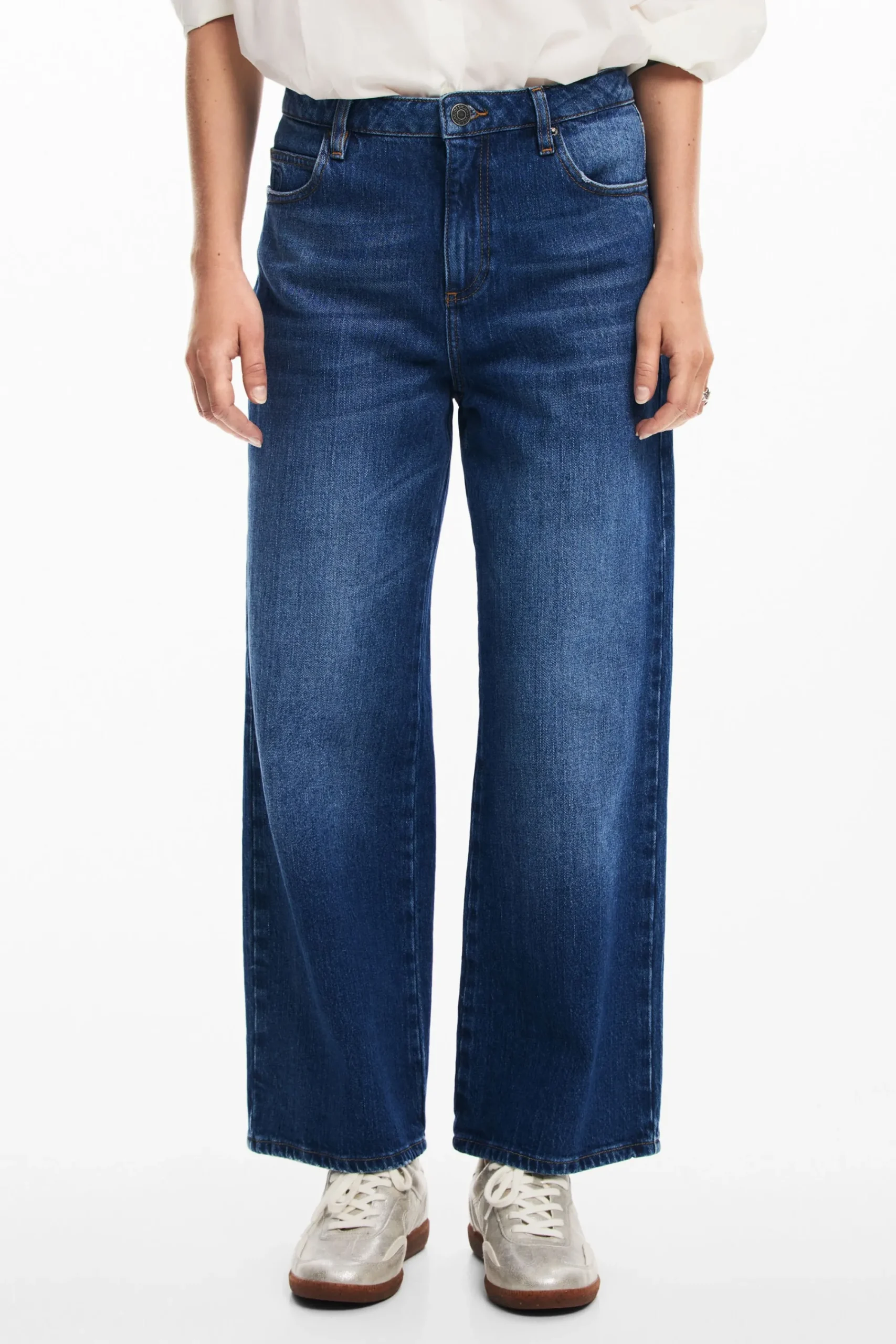 Vaqueros|Pantalones-Desigual Pantalones culotte rosa