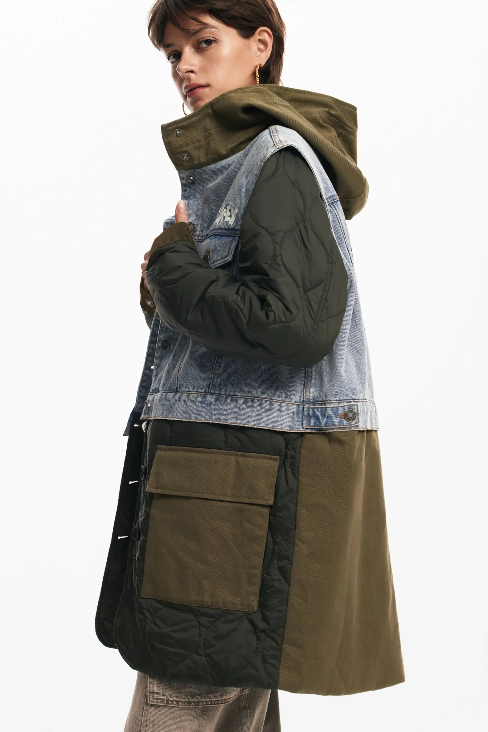 Abrigos Y Chaquetas-Desigual Parca híbrida capucha Mickey