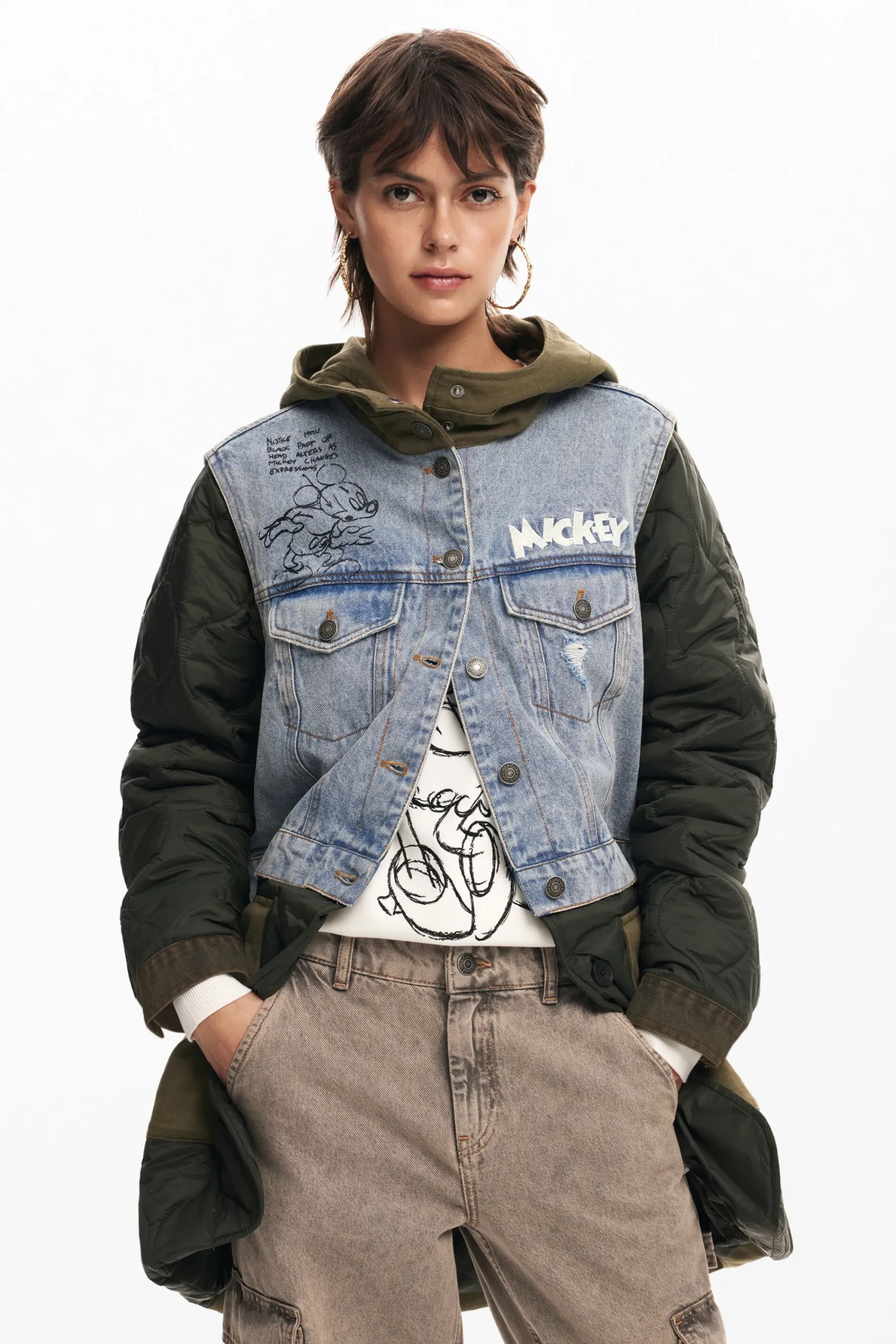 Abrigos Y Chaquetas-Desigual Parca híbrida capucha Mickey