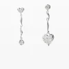 Joyería-Desigual Pendientes asimétricos baño plata Zalio