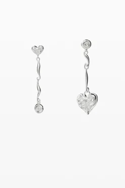Joyería-Desigual Pendientes asimétricos baño plata Zalio
