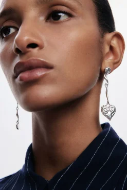 Joyería-Desigual Pendientes asimétricos baño plata Zalio
