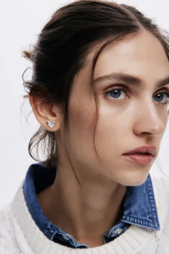 Joyería-Desigual Pendientes botón corazón baño plata Zalio