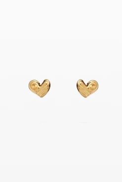 Joyería-Desigual Pendientes botón corazón baño oro Zalio