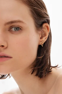Joyería-Desigual Pendientes corazón baño oro Zalio