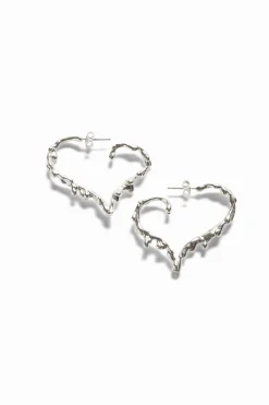 Joyería-Desigual Pendientes corazón baño plata Zalio