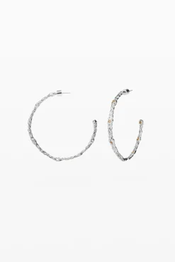 Joyería-Desigual Pendientes de aro trenza baño plata Zalio