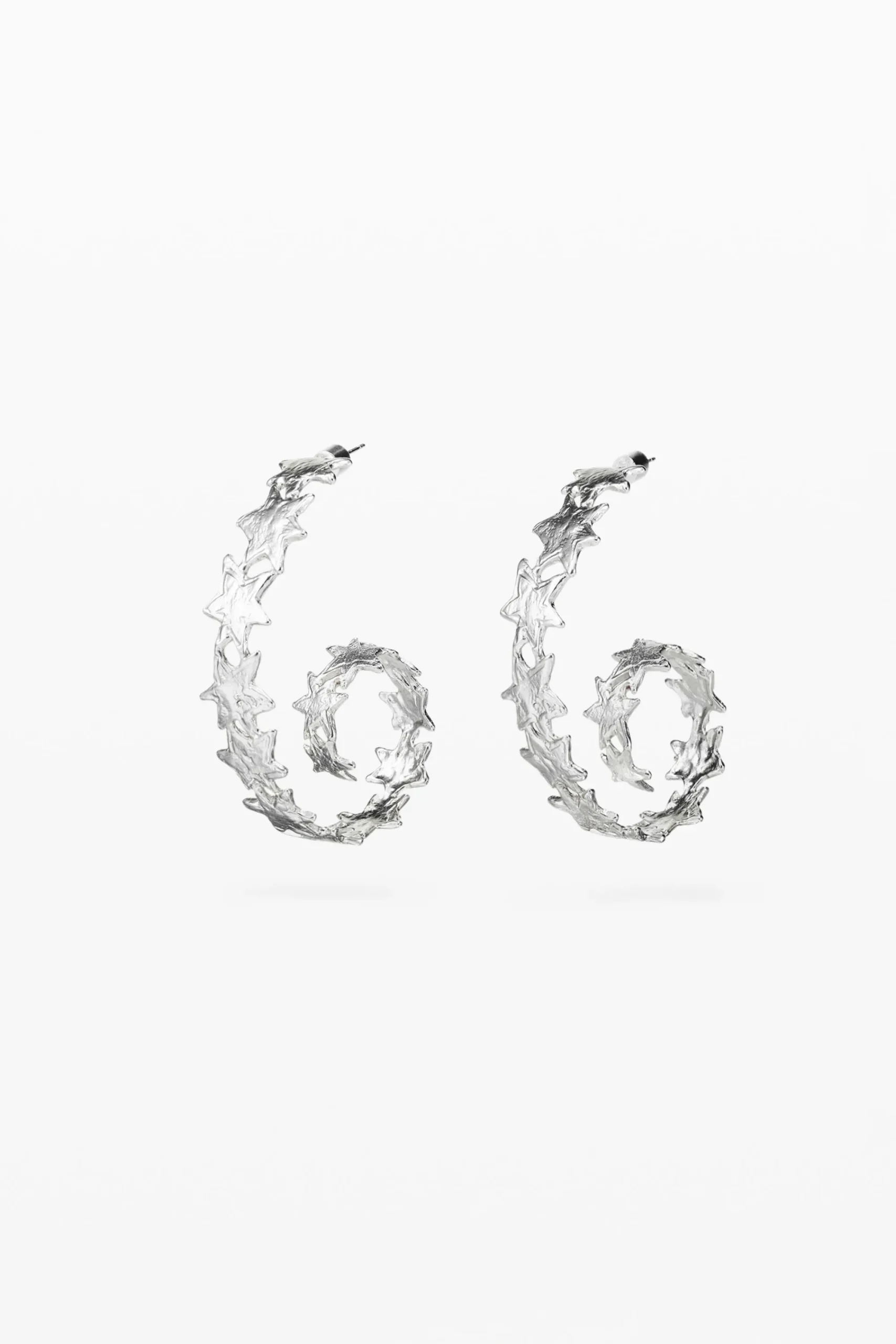 Joyería-Desigual Pendientes espiral estrellas baño plata Zalio