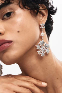 Joyería-Desigual Pendientes largo formación de estrellas Zalio