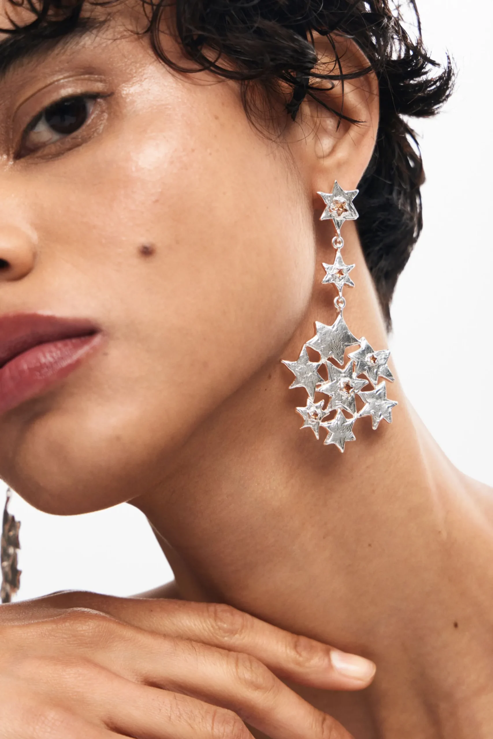 Joyería-Desigual Pendientes largo formación de estrellas Zalio