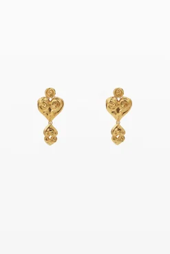 Joyería-Desigual Pendientes triple corazón baño oro Zalio