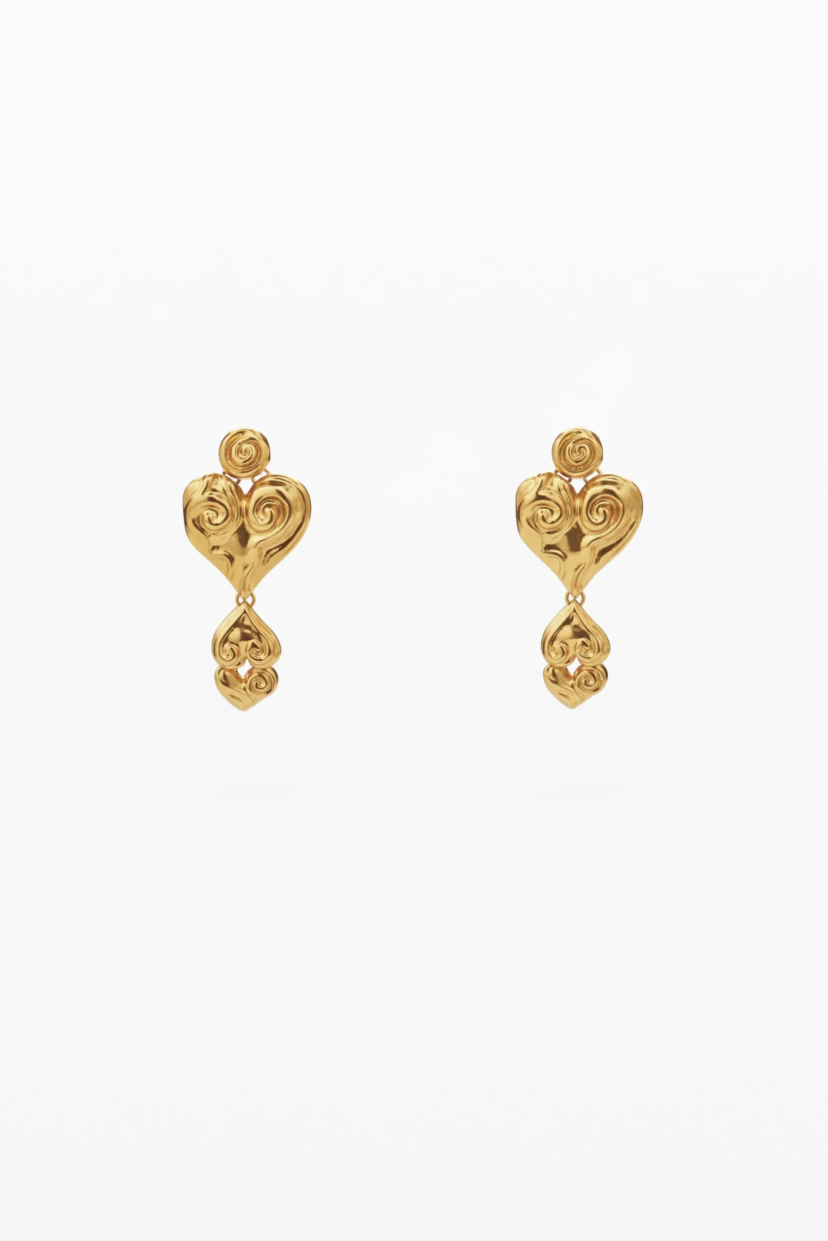Joyería-Desigual Pendientes triple corazón baño oro Zalio