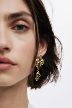 Joyería-Desigual Pendientes triple corazón baño oro Zalio