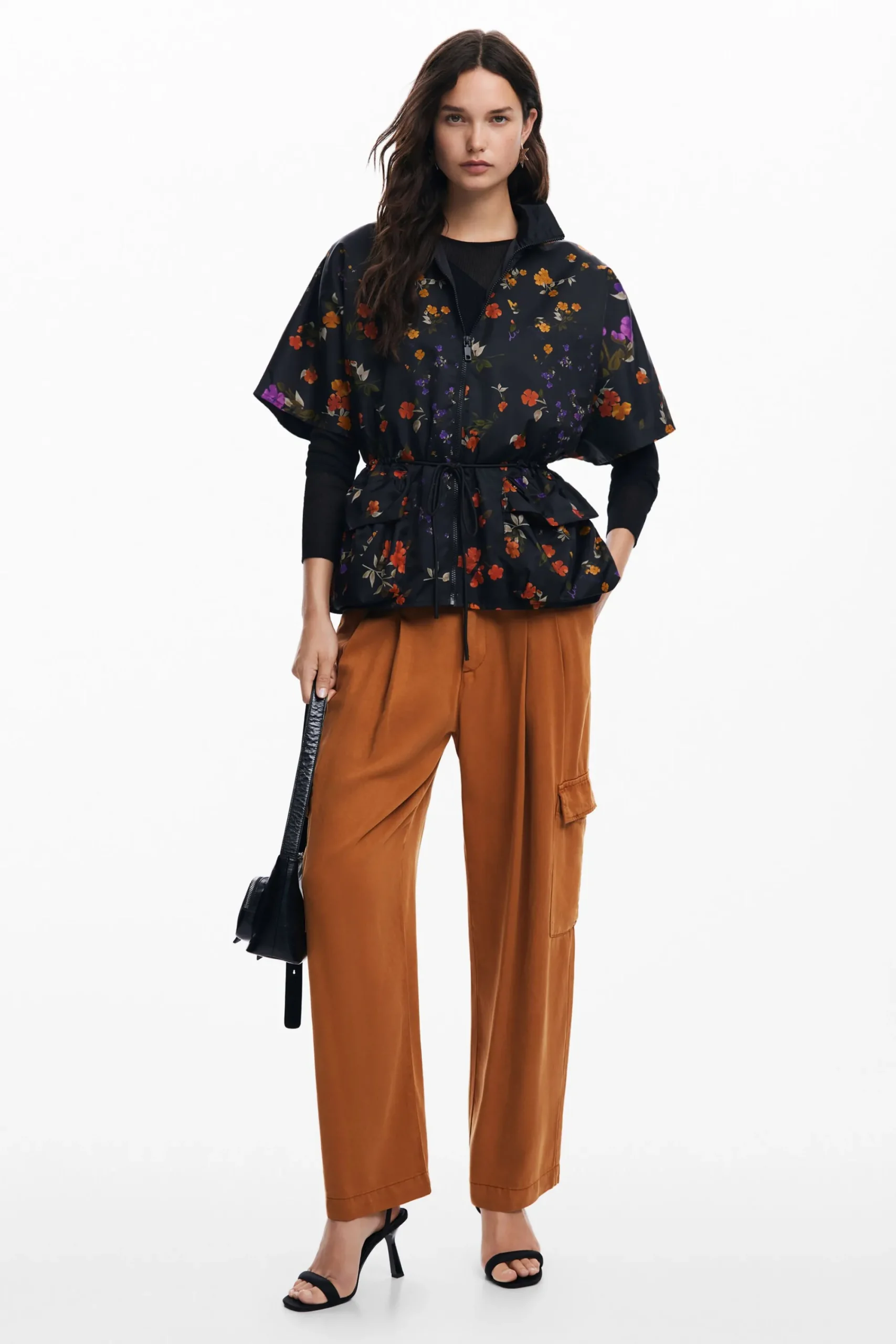 Bufandas Y Pañuelos|Ponchos-Desigual Poncho cremallera pétalos