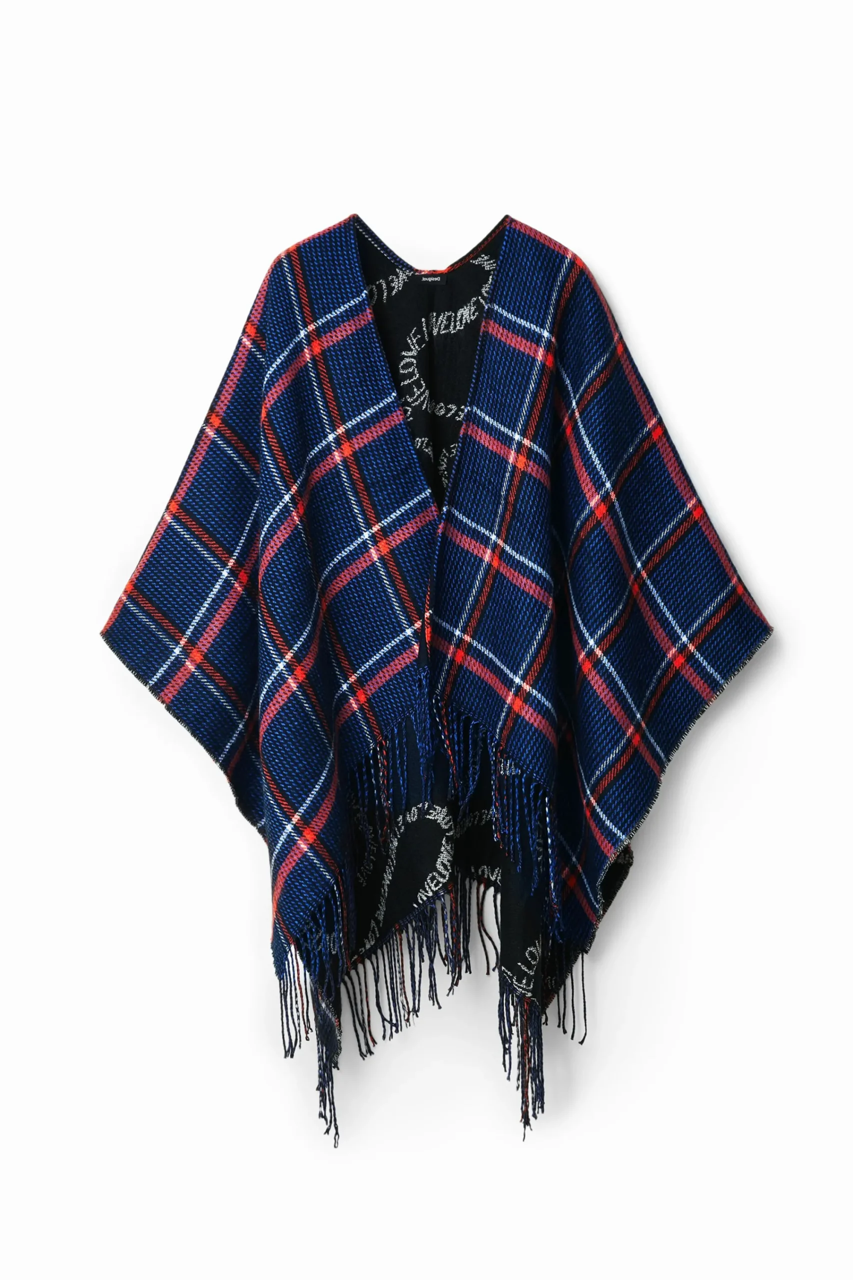 Bufandas Y Pañuelos-Desigual Poncho reversible cuadros
