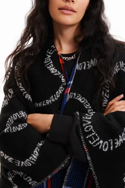 Bufandas Y Pañuelos-Desigual Poncho reversible cuadros