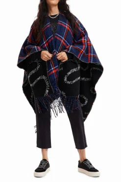 Bufandas Y Pañuelos-Desigual Poncho reversible cuadros