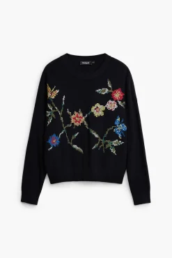 Ropa De Punto|Jerséis-Desigual Sudadera bordado flores