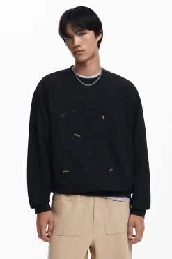 Jerséis Y Sudaderas-Desigual Sudadera bordados contraste