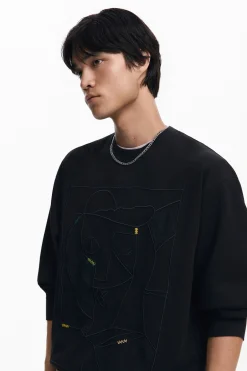 Jerséis Y Sudaderas-Desigual Sudadera bordados contraste
