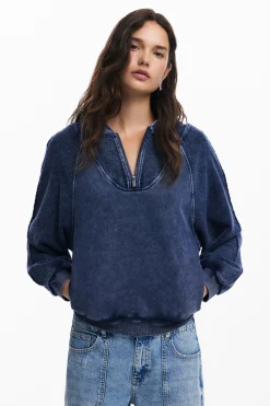 Jerséis|Sudaderas-Desigual Sudadera capucha efecto lavado