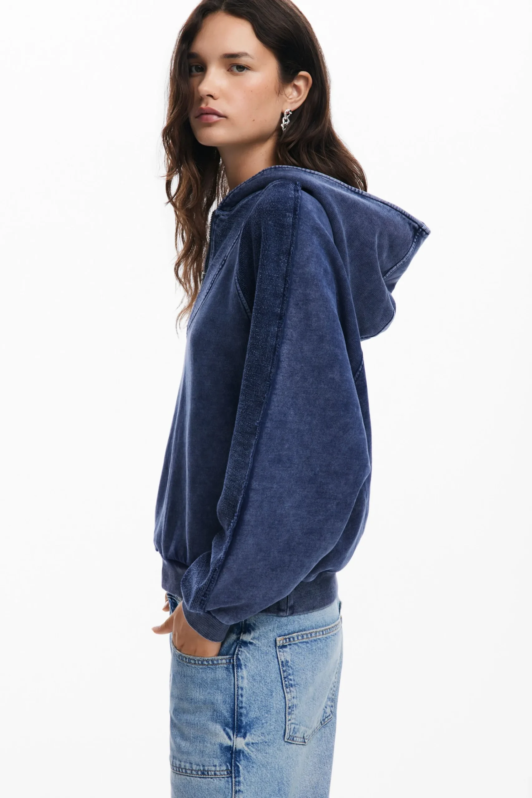 Jerséis|Sudaderas-Desigual Sudadera capucha efecto lavado