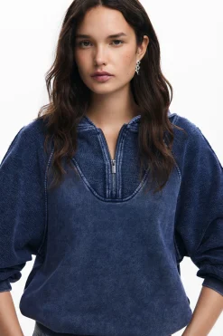 Jerséis|Sudaderas-Desigual Sudadera capucha efecto lavado