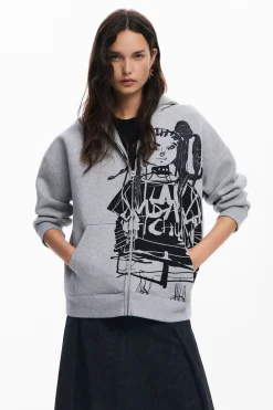 Sudaderas|Jerséis-Desigual Sudadera cremallera estampada M. Christian Lacroix