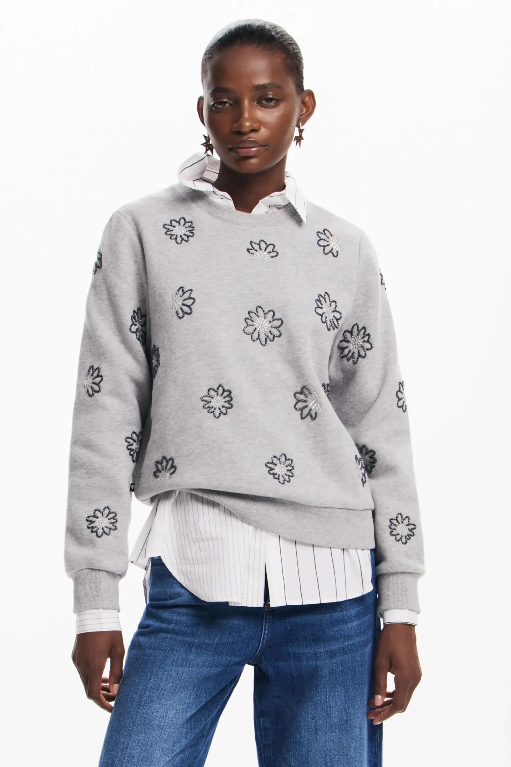 Jerséis-Desigual Sudadera flores joya