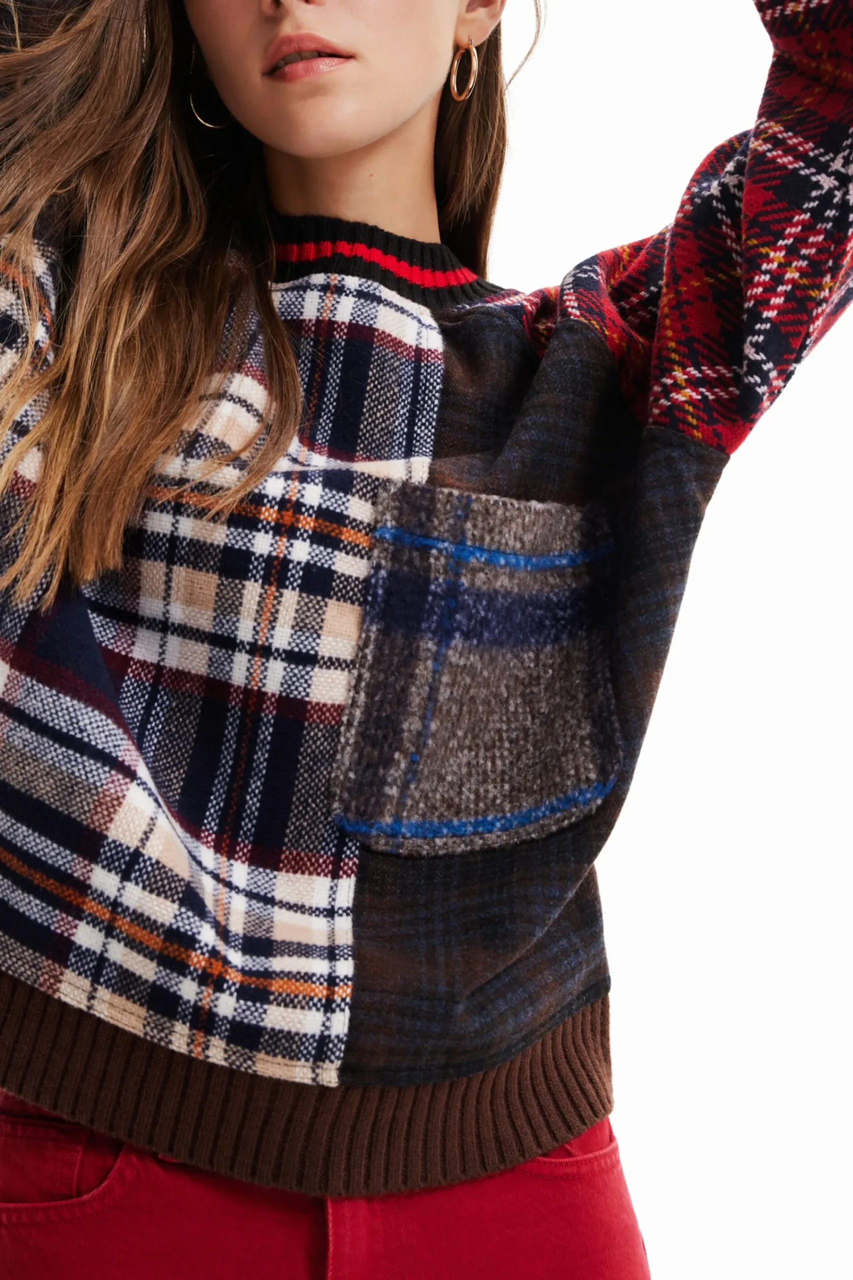Jerséis-Desigual Sudadera lana tartán