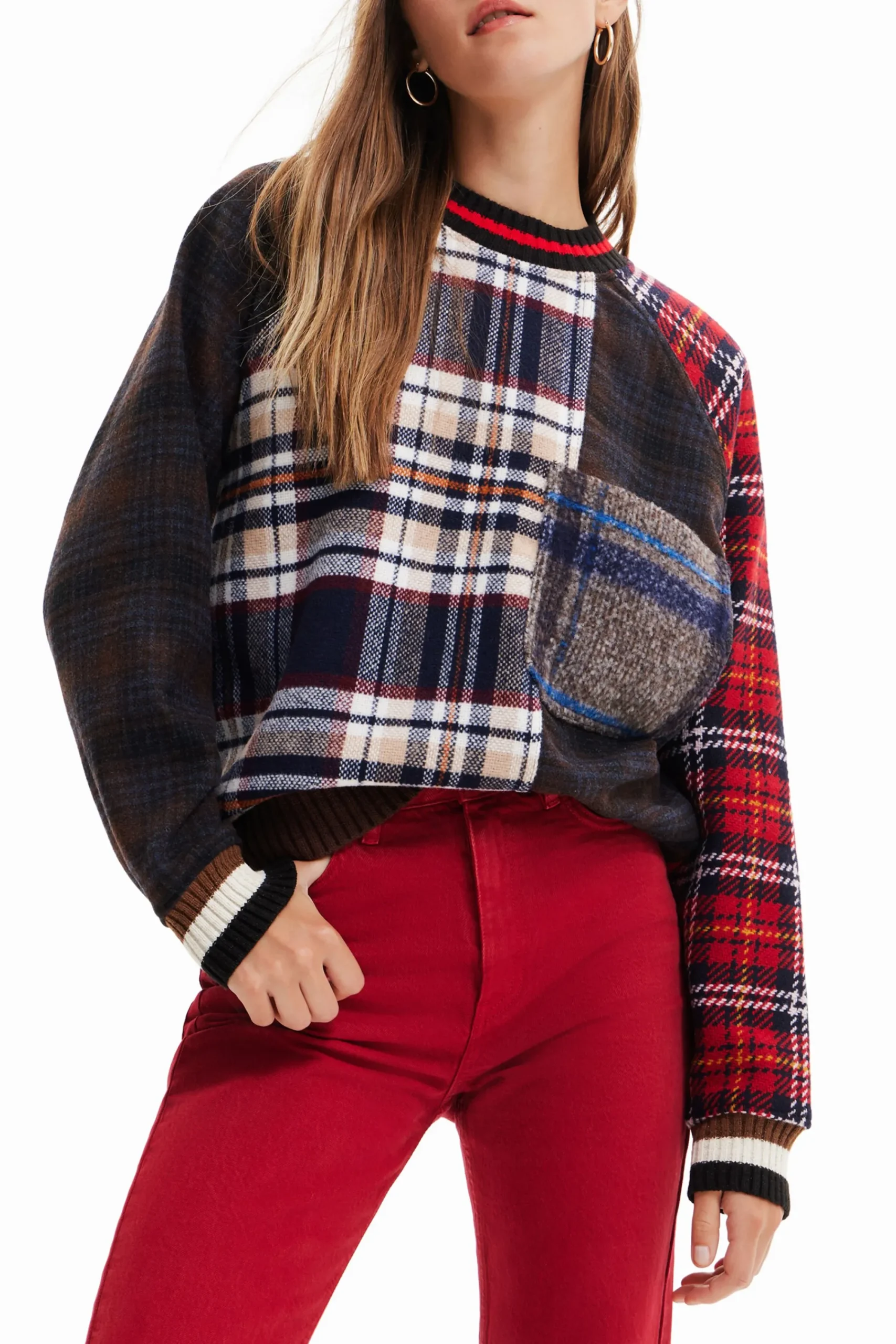 Jerséis-Desigual Sudadera lana tartán