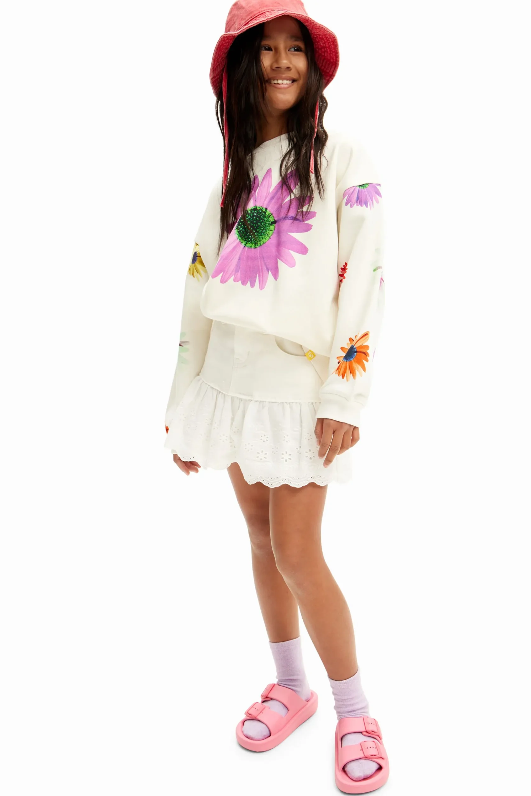 Jerséis Y Sudaderas-Desigual Sudadera oversize margaritas