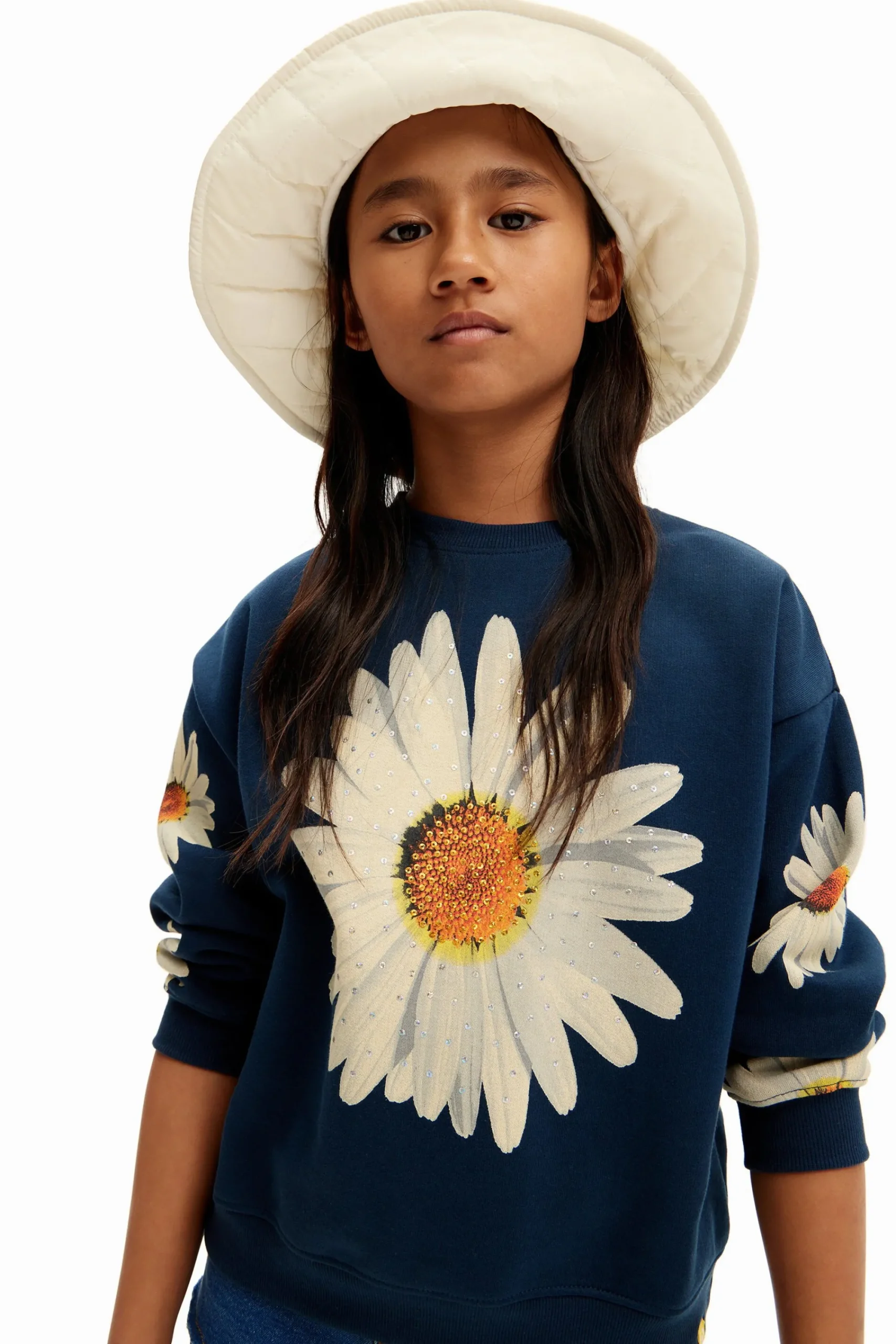 Jerséis Y Sudaderas-Desigual Sudadera oversize margaritas