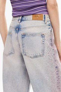 Vaqueros|Pantalones-Desigual Vaquero recto brillantes
