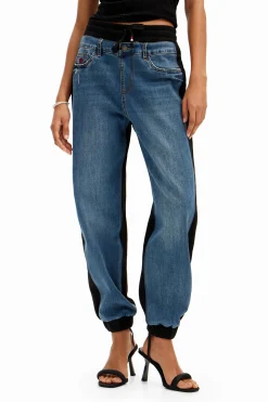 Vaqueros|Pantalones-Desigual Vaqueros jogger contraste