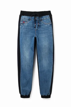 Vaqueros|Pantalones-Desigual Vaqueros jogger contraste