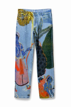 Jeans Y Pantalones-Desigual Vaqueros straight estampado India