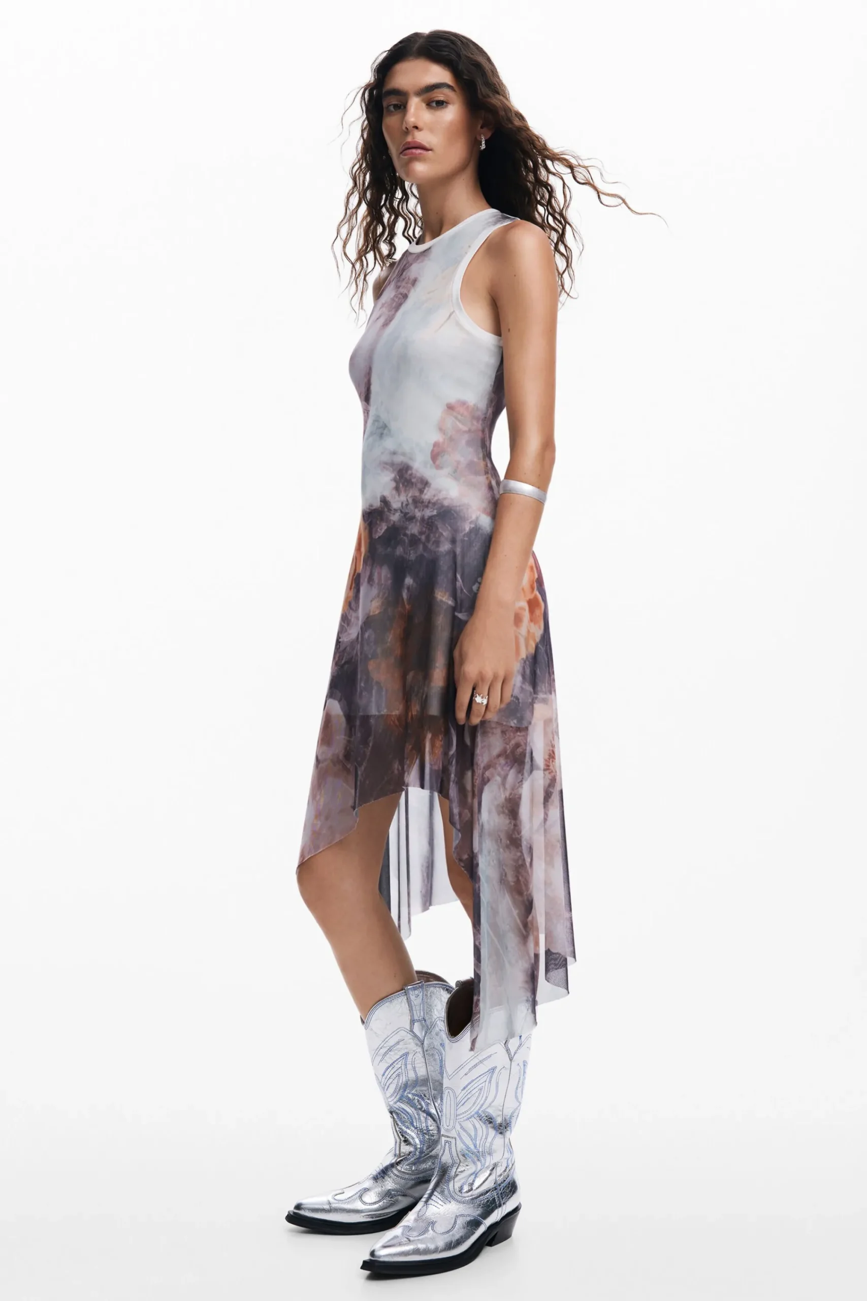 Vestidos Y Monos-Desigual Vestido asimétrico flores