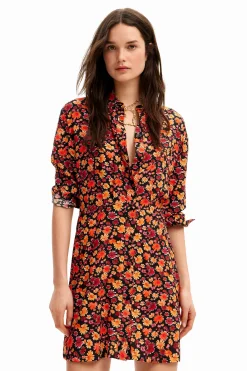 Vestidos Y Monos-Desigual Vestido corto camisero flores