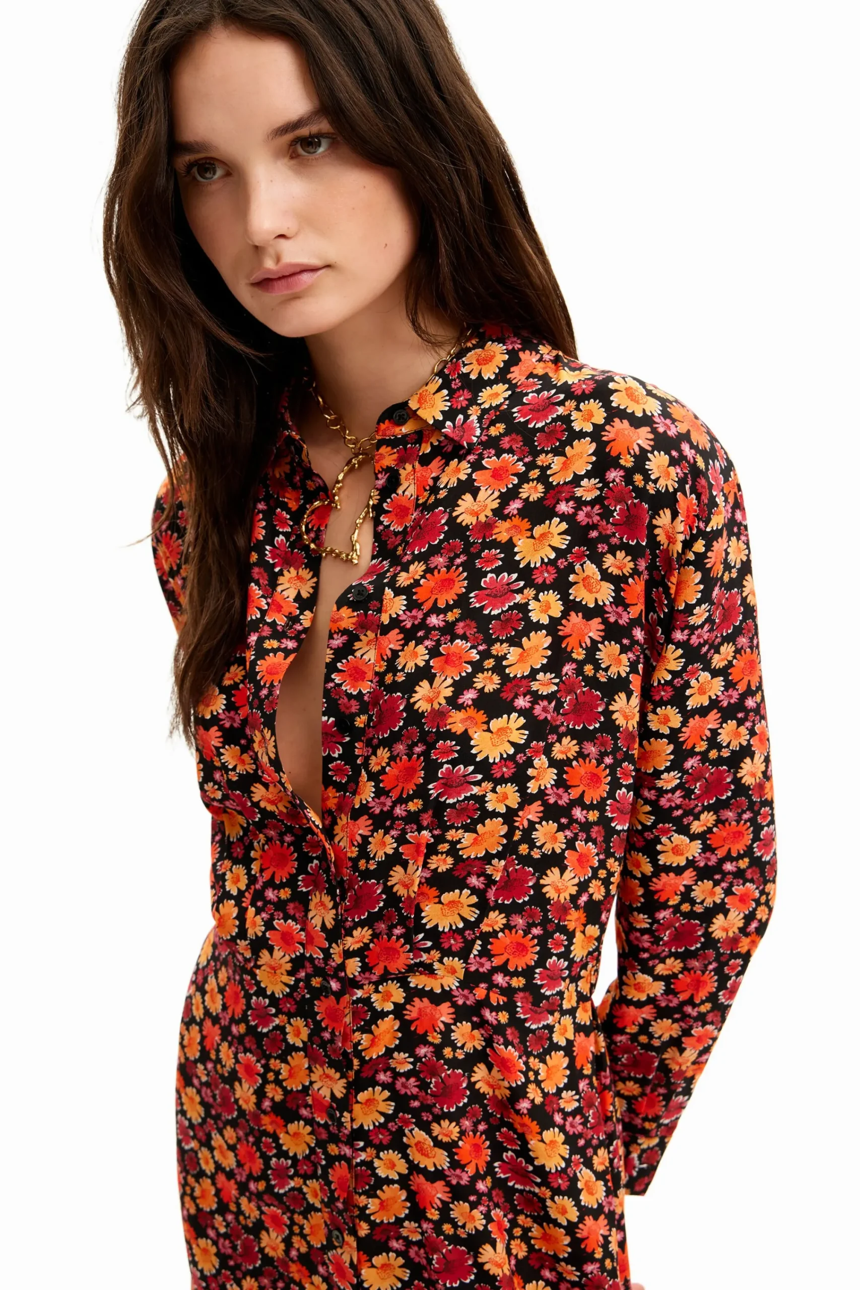 Vestidos Y Monos-Desigual Vestido corto camisero flores