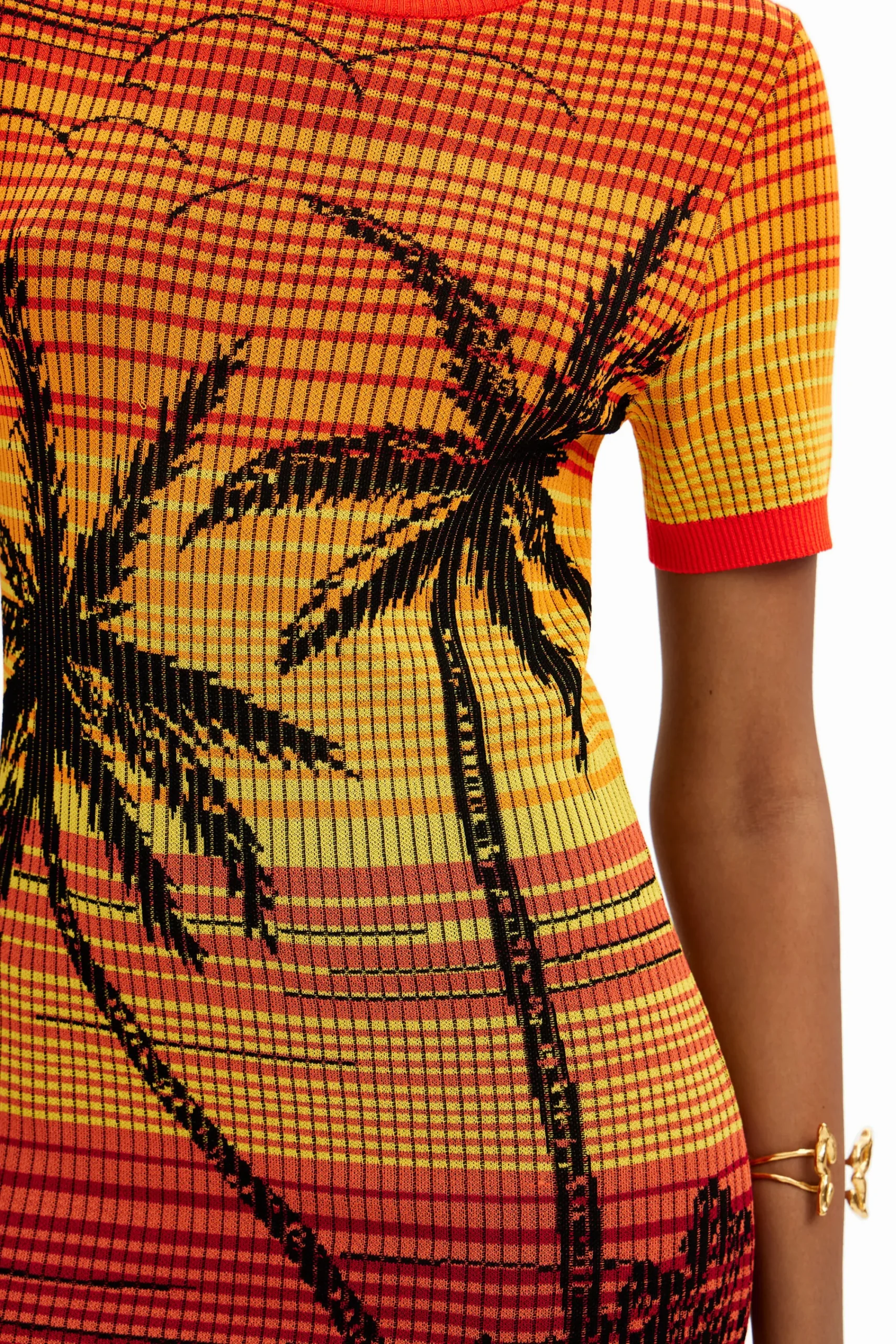 Vestidos Y Monos-Desigual Vestido corto punto palmeras