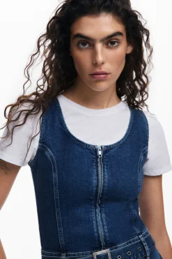 Vestidos Y Monos-Desigual Vestido denim cinturón