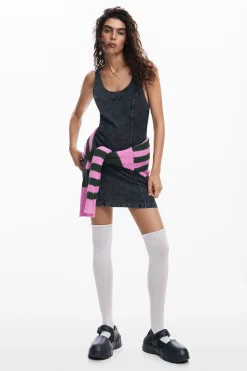 Vestidos Y Monos-Desigual Vestido denim efecto lavado
