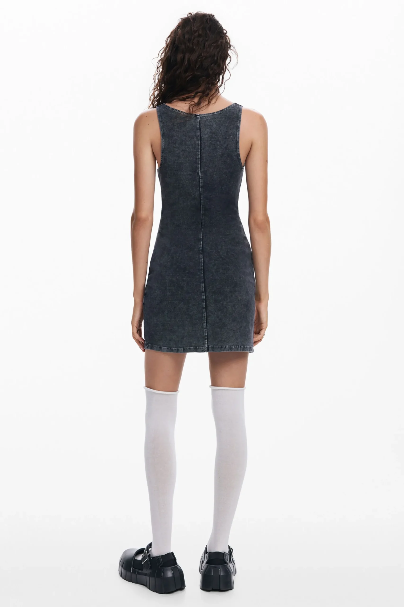 Vestidos Y Monos-Desigual Vestido denim efecto lavado