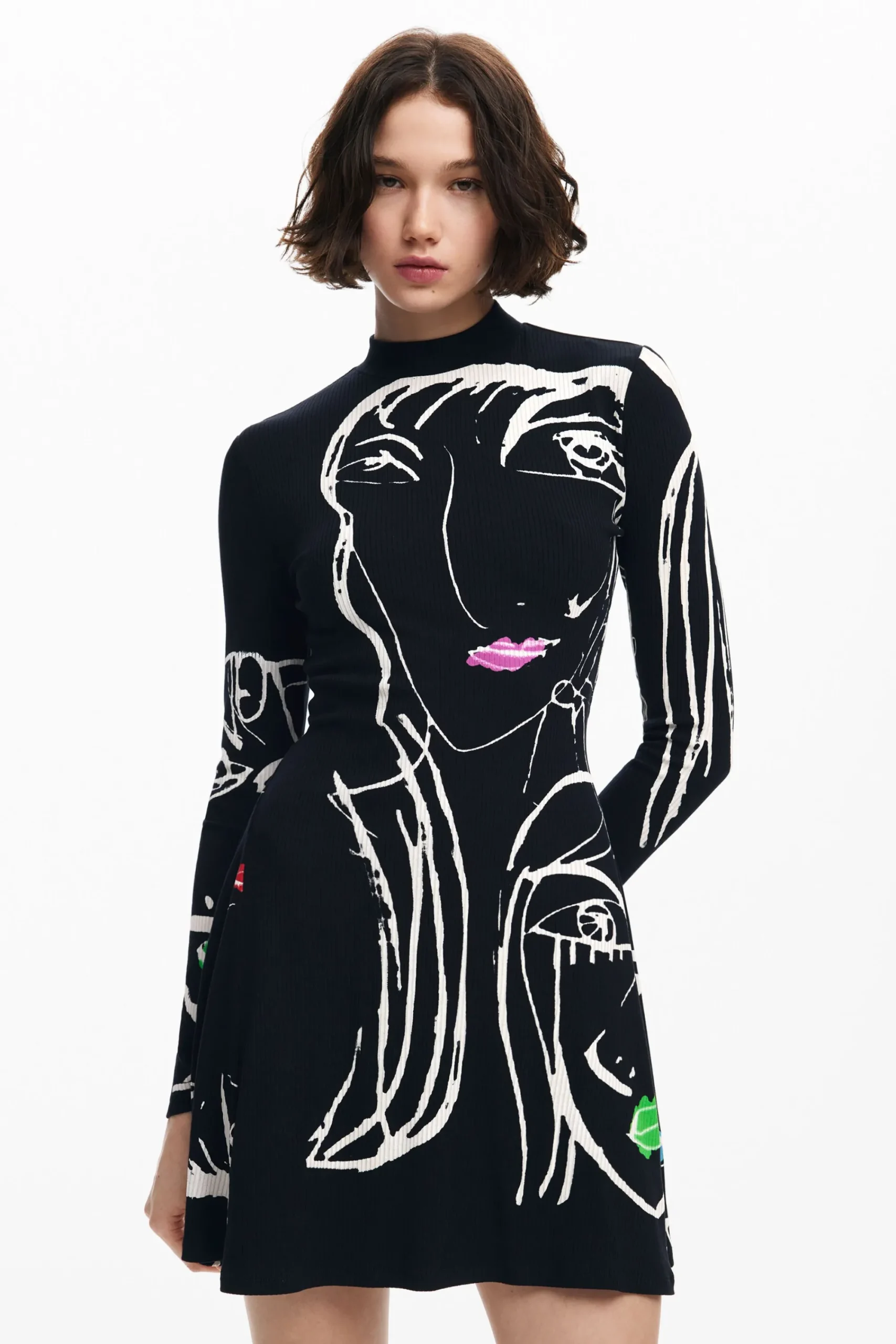 Vestidos Y Monos-Desigual Vestido estampado caras